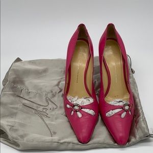 giuseppe zanotti pink leather pump size 38.5